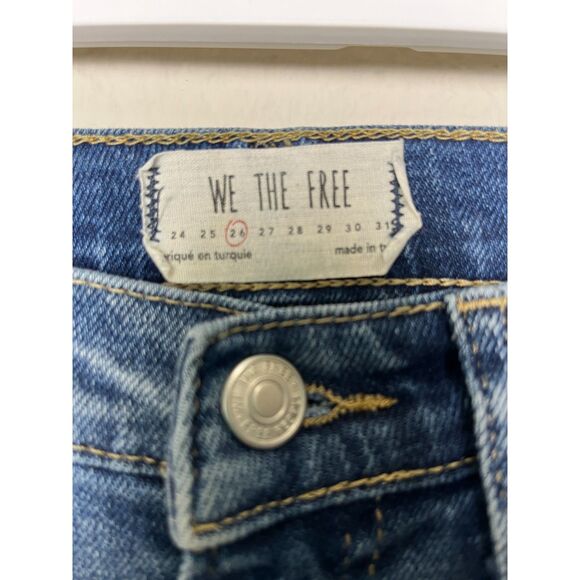 We The Free Distressed Stretch Straight Skinny Jean Raw Chewed Hem Sz 26 - Picture 6 of 6